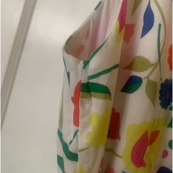 Boden White Floral Print Fit & Flare Cotton Sleevless Summer Dress in Sz. 4 - Picture 8 of 9